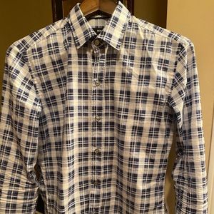 Hugo boss navy plaid button down- sharp fit